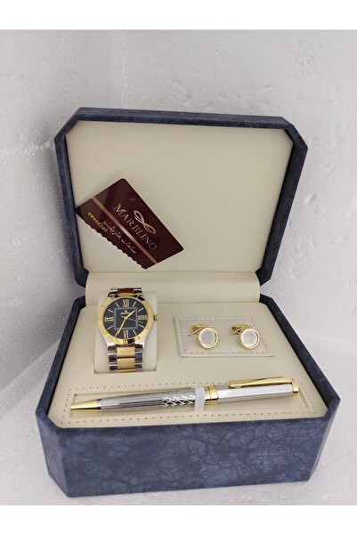marblino Men's luxury Marbleno watch set with pen and formal cufflinks