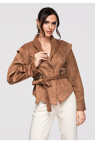 OMBRE Women's Elegant Ladies Jacket OW-JANP-0116 Brown