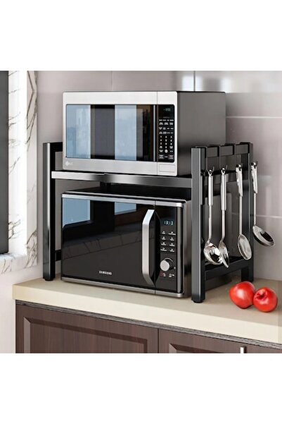 Deliny Raft metalic pentru cuptor cu microunde, negru, raft reglabil, organiz...