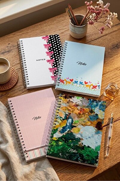 defterimo A5 4'LÜ SET SPİRALLİ 52 YAPRAK ÇİZGİLİ - KARELİ - NOKTALI - BOŞ OKU...