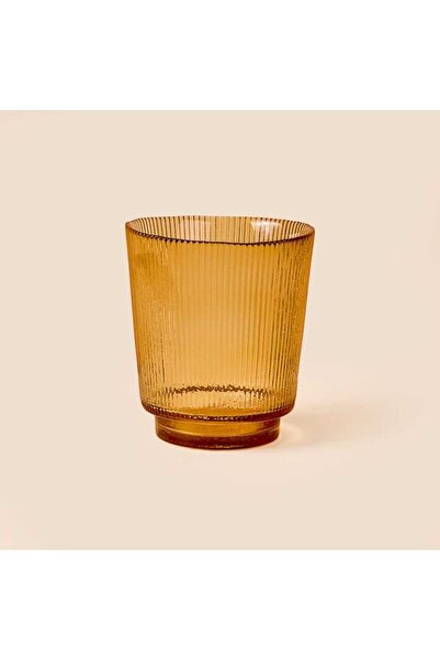 Evidea Deco Çizgili Bardak Mumluk - Amber - 11 cm