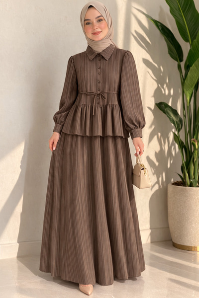 Kirazgym Women's Ruffle Detailed Buttoned Drawstring Waist Blouse Skirt Set -...