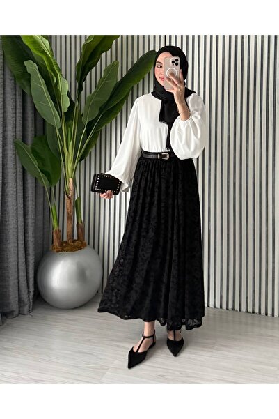 Blue Morpho Patterned Tulle Lined Skirt