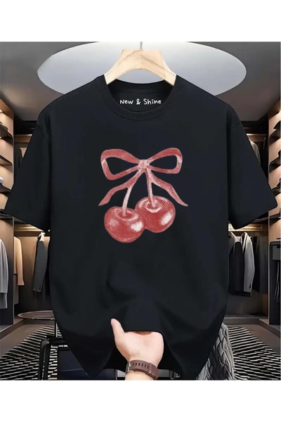 Generic Oversized T-shirt with cherry stripe Printed