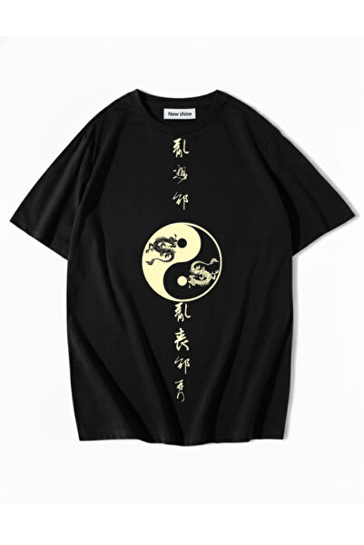 sor sign Yin Yang Dragon Printed Loose Fit T-Shirt