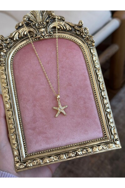 MİOSA قلادة من الفولاذ 316l مرصعة بالزركون مرصّع بالأحجار على شكل نجم البحر