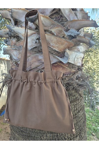 Handream Brown Duck Fabric Lining/ B Ruched Shoulder Bag Bag I