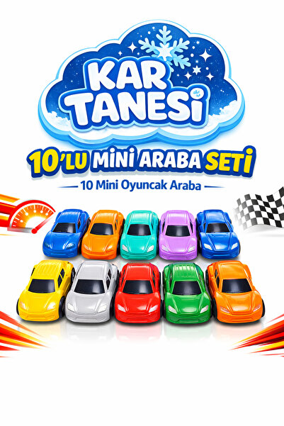 KAR TANESİ 10'lu Mini Oyuncak Araba Seti – Doğum Günü Hediyeliği, Okul Sınıf ...