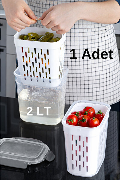 Padilon Fruit and Vegetable Storage Container with Strainer and Lid 2 Lt Pick...