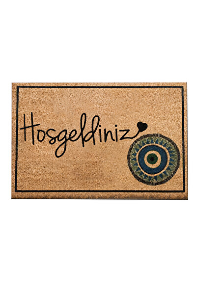 Chilai Home Coco Hoşgeldiniz Nazar 40x60 Cm Doğal Koko Kıl Paspas,hindistan N...