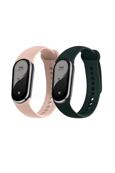 KWmobile Set de 2 curele pentru Xiaomi Mi Band 8, verde închis/roz, silicon, ...