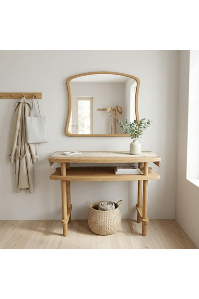 Aypars Atölye 60x38x77 cm Aynalı Masif Kayın Dresuar – Modern İskandinav Antr...