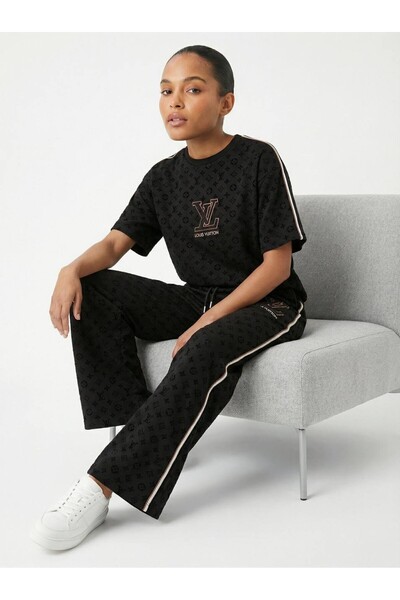 cemo Kadın Logo Baskılı Eşofman Takımı Tişört Pantolon Takım