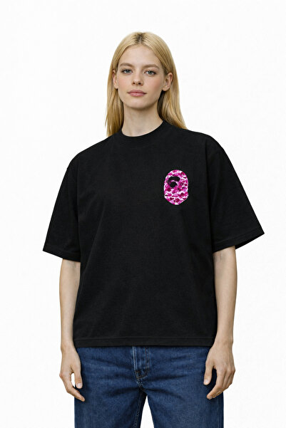 Compostela Unisex Women's Men's Bape Pink Gorilla Front Printed Oversized Thi...