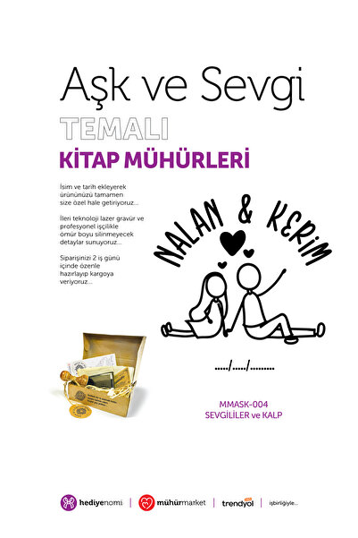 HEDİYENOMİ MühürMarket > ختم كتاب قلب العشاق للحب والدقة - Ex-libris - ختم كت...