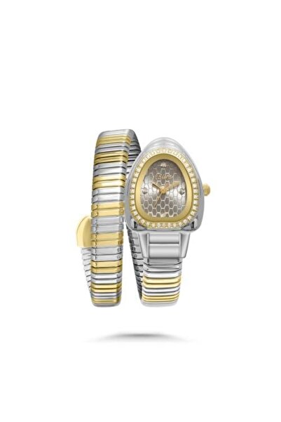 catera Katira Women's Watch - Silver and Gold Snake Design, Gray Dial