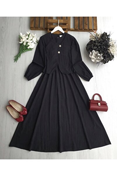 TrendParis Zero Sleeve Dress with Elastic Waist and Asymmetrical Bolero Set