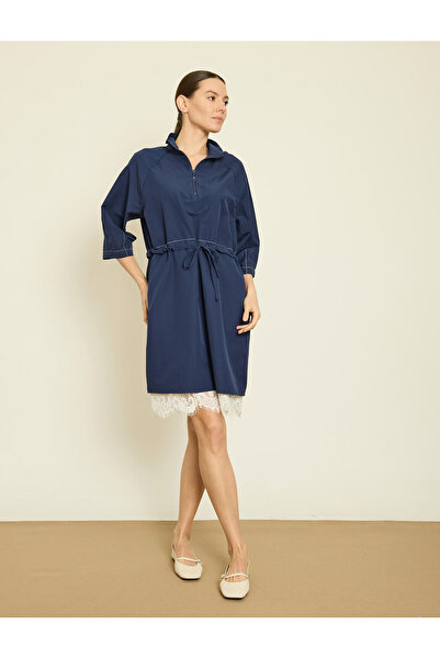 BGN workshop Collar with Fermaurli Lace Detailed Poplin Dress