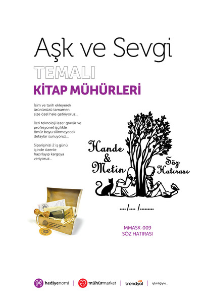 HEDİYENOMİ MühürMarket > ختم كتاب تذكاري للحب والدقة - ختم كتاب > MMASK-009