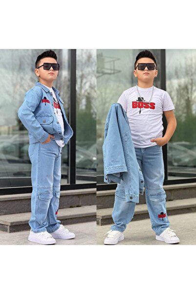 öykümgaleria Boy's Denim Jacket and Pants 3-Piece Set