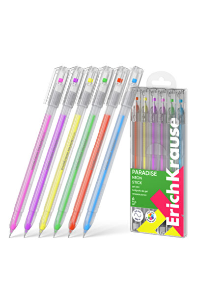 ARL BAGSS Set de 6 pixuri gel ErichKrause Paradise Stick Neon 0.6