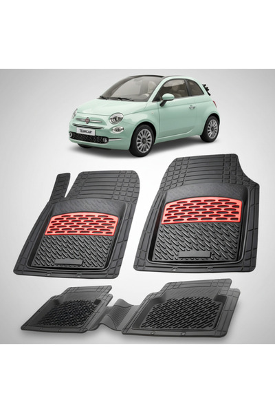 TEAMCAR Πατάκια δαπέδου συμβατά με Fiat 500C (Cabrio) 2009-2015 | Κόκκινα