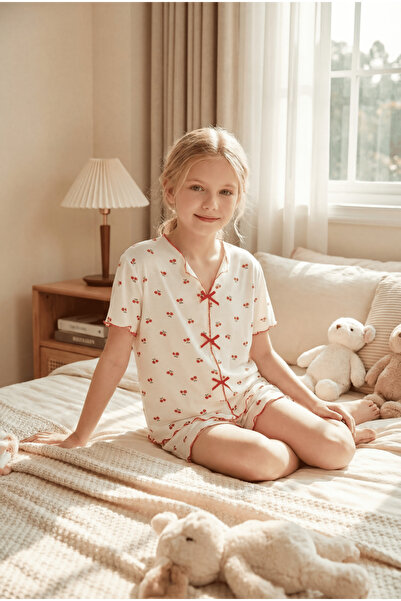 JustMORE Mother & Daughter Cotton Piece Front Stitched Shorts Pajama Set