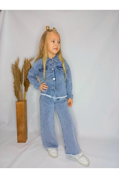 öykümgaleria Girl's Denim Shirt and Pants Set