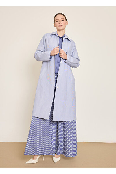 BGN workshop Trenci lung cu nasturi și dungi poplin