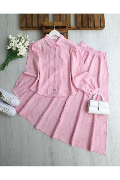 TrendParis Nuzgi Self-Embroidered Jacquard Strawberry Fabric Set