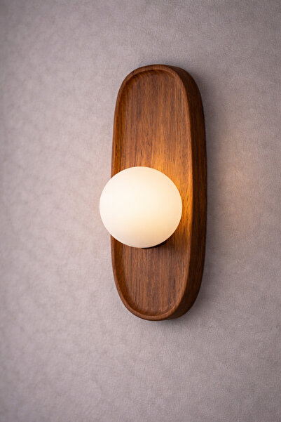 Pa Petra Aydınlatma Modern Ahşap Duvar Apliği Opal Cam Küre – Dekoratif LED A...
