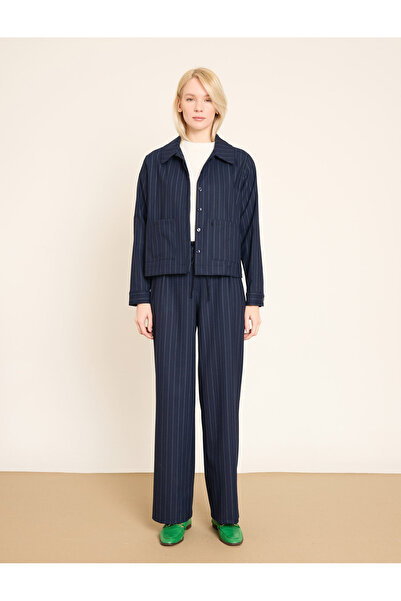 BGN workshop viscoză Jachetă cămașă cu dungi în amestec de stiluri