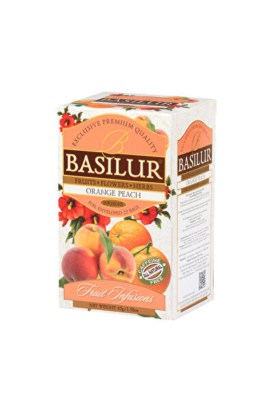 Basilur Orange Peach Tea, Fruit Infusions, 25 Tea Bags