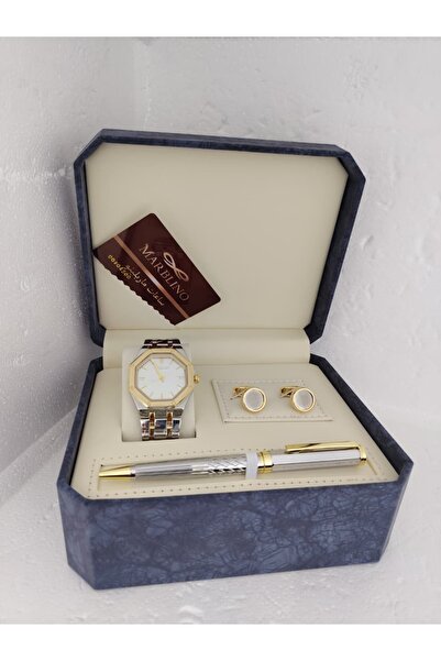 marblino Men's luxury Marbleno watch set with pen and formal cufflinks