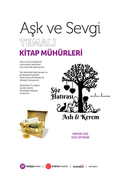 HEDİYENOMİ MühürMarket > ختم كتاب تذكاري للحب والدقة - ختم كتاب > MMASK-010