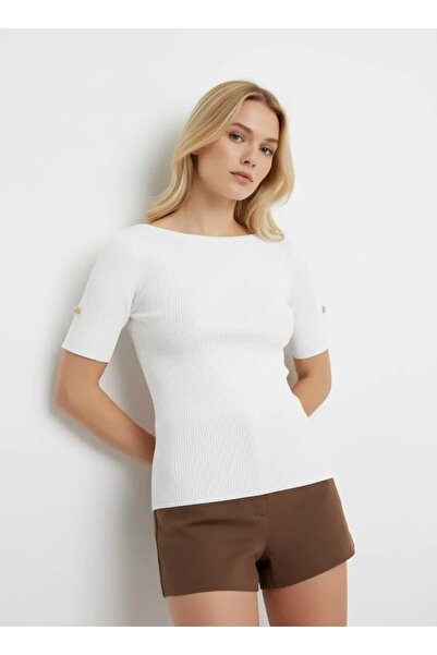 Park Karon Women's Wide Collar Brioche Knit Knitted Accessory Detail Rayon Kn...