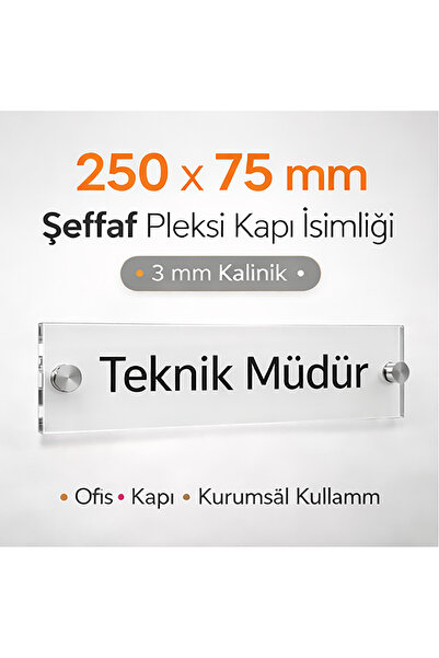 ilerireklam Pleksi 3 mm Şeffaf Ofis Kapı Tabelası Vidalı Pleksi Kapı Levhası