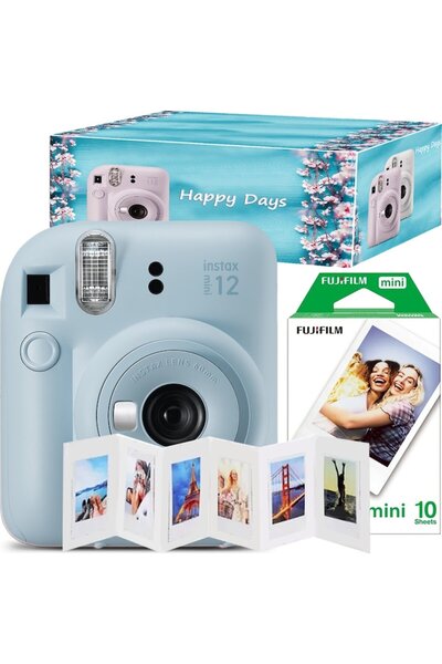 Fujifilm Aparat foto instant Instax Mini 12 albastru pastel + film Mini 1x10
