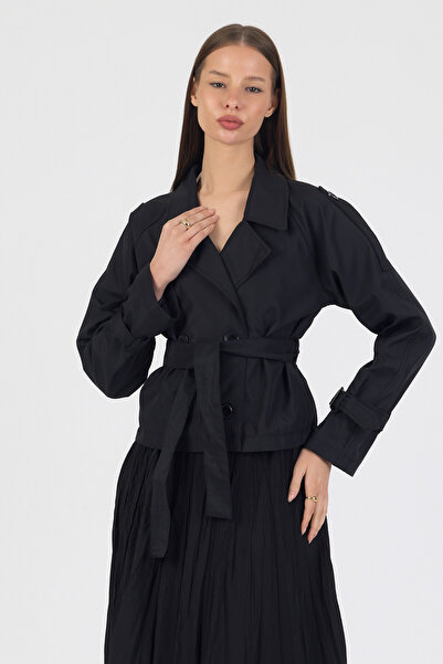 ABOUT US διπλό πέτο Κοντή καμπαρντίνα με κλειστή ζώνη, λεπτομέρειες και άνετη...