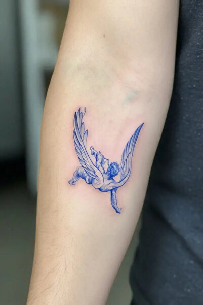 Tattoo 1 Ay Kalıcı 24 Saat Sonra Kararan Düşen Melek minimal model geçici dövme