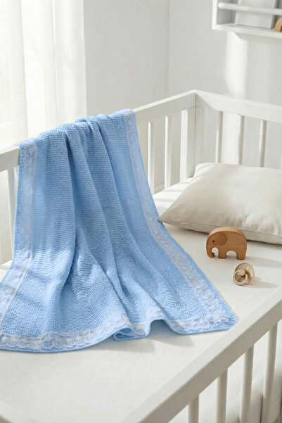Sevim Knitted Knitwear Set of Lace Baby Blanket Si - Soft Crib Cover - 80X100...