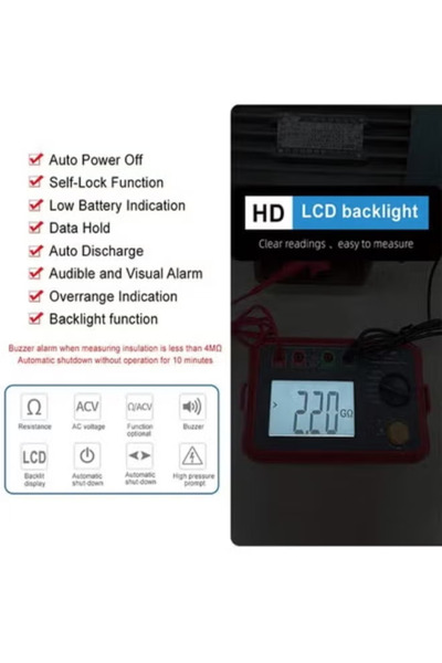 Unit جهاز اختبار مقاومة العزل UNI-T 2500V لاختبار مقاومة التأريض الأرضي (UT502C)