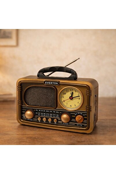 MEMİTA Everton RT-718 Nostaljik Radyo Saat | FM/AM/SW bluetooth sd cart radyo...