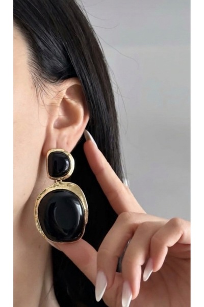 AychaAksesuar Black Large Dangle Earrings