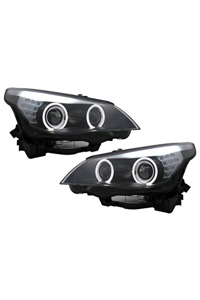 tuningset Faruri LED Angel Eyes compatibile cu BMW Seria 5 E60 E61 2003-2007 ...