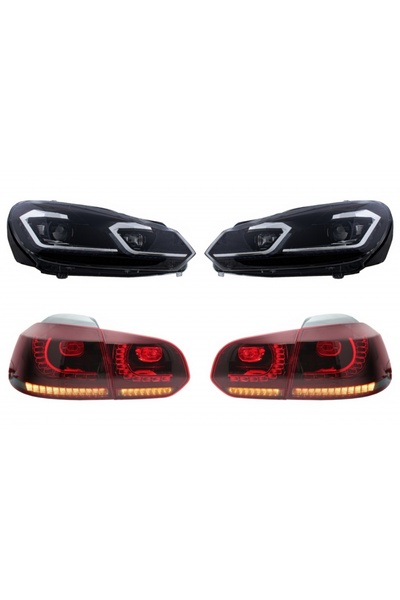 tuningset Faruri și stopuri LED compatibile cu VW Golf 6 VI 2008-2013 cu Face...