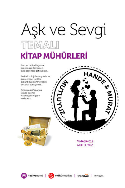HEDİYENOMİ MühürMarket > ختم كتاب 'نحن سعداء' للحب والدقة - Ex-libris - ختم ك...