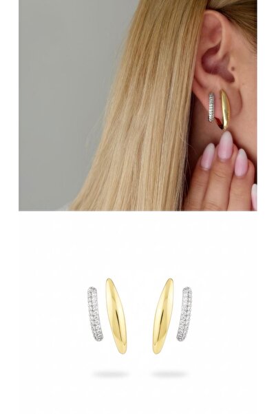 AychaAksesuar Steel Vip Series Two-Color Single Hole Double Appearance Zircon...