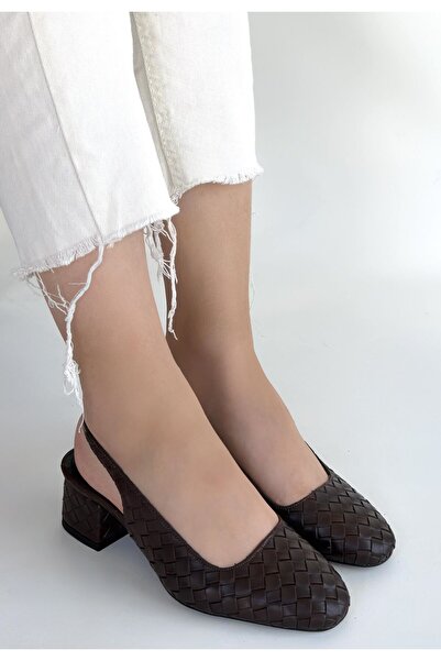 BESKAR Dier Brown Skin Volume Heeled Shoes