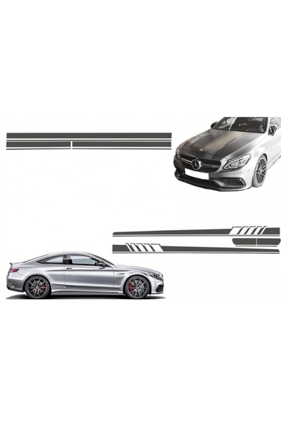 tuningset Set Autocolante Laterale și Capotă Superioară Plafon Hayon Gri Înch...